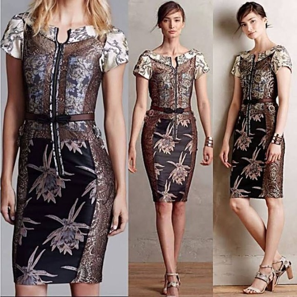 Anthropologie Embroidered Brocade Dress. NEW - Picture 3 of 8